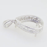 Sterling Silver Semi Mount Pendant Setting PE 14X10mm White Topaz Halo - Syzjewelry